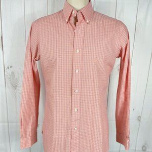 Ralph Lauren Orange Blue White Checks Long Sleeve Button Up Shirt - Size 15 - 38